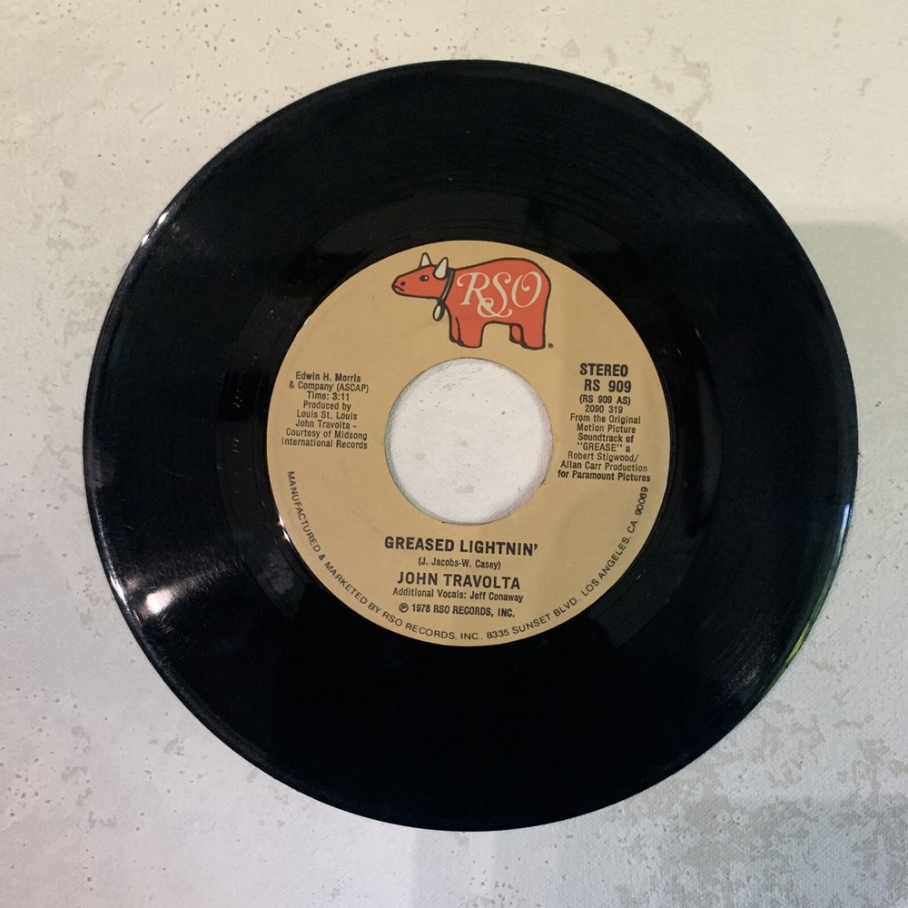 John Travolta / Sha Na Na "Greased Lightnin' / Rock 'N' Roll" 7" RSO 1978‎ VG